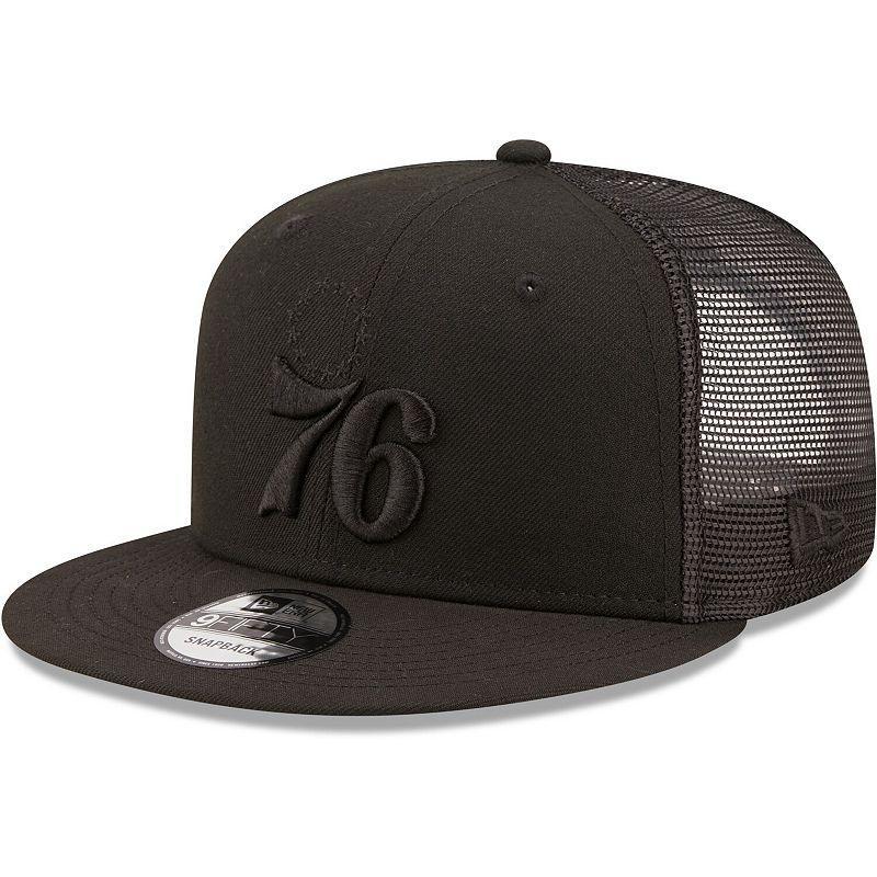 Mens New Era Black Philadelphia 76ers Classic 9FIFTY Trucker Snapback Hat Product Image