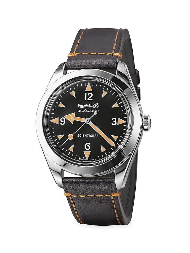 Mens Scientigraf Steel Leather Strap Watch Product Image