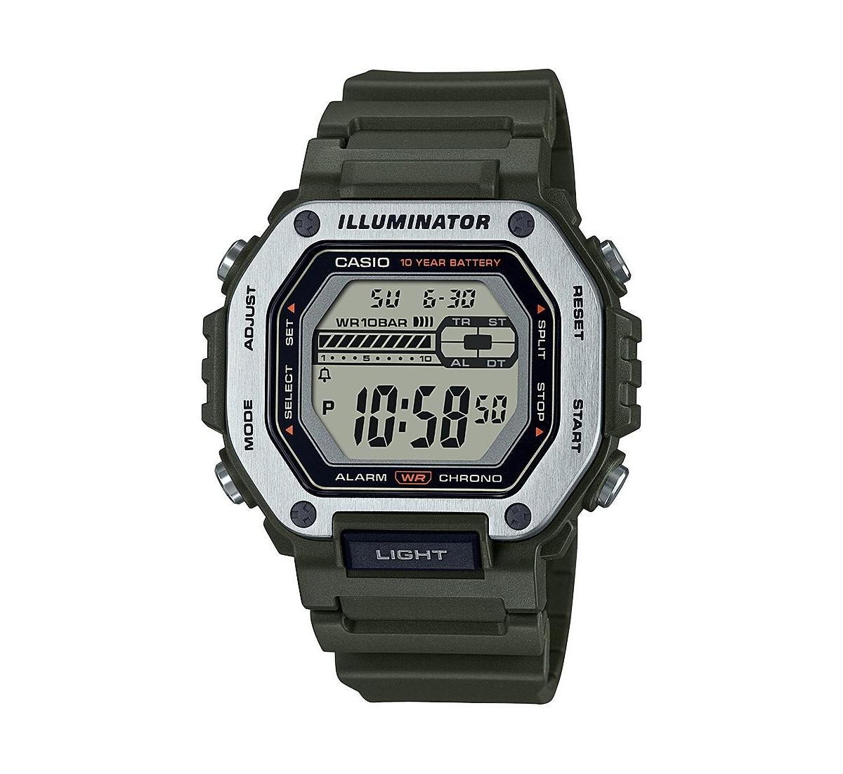 Casio Mens Digital Green Resin Watch 47.2mm, MWD110H-3AV - Green Product Image