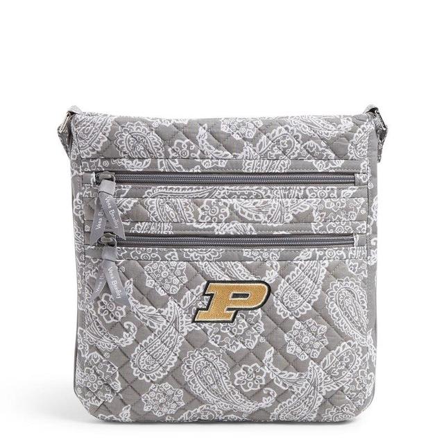 Vera Bradley Collegiate Triple Zip Hipster Crossbody Bag Women in Gray/White Bandana with Purdue University Logo Product Image