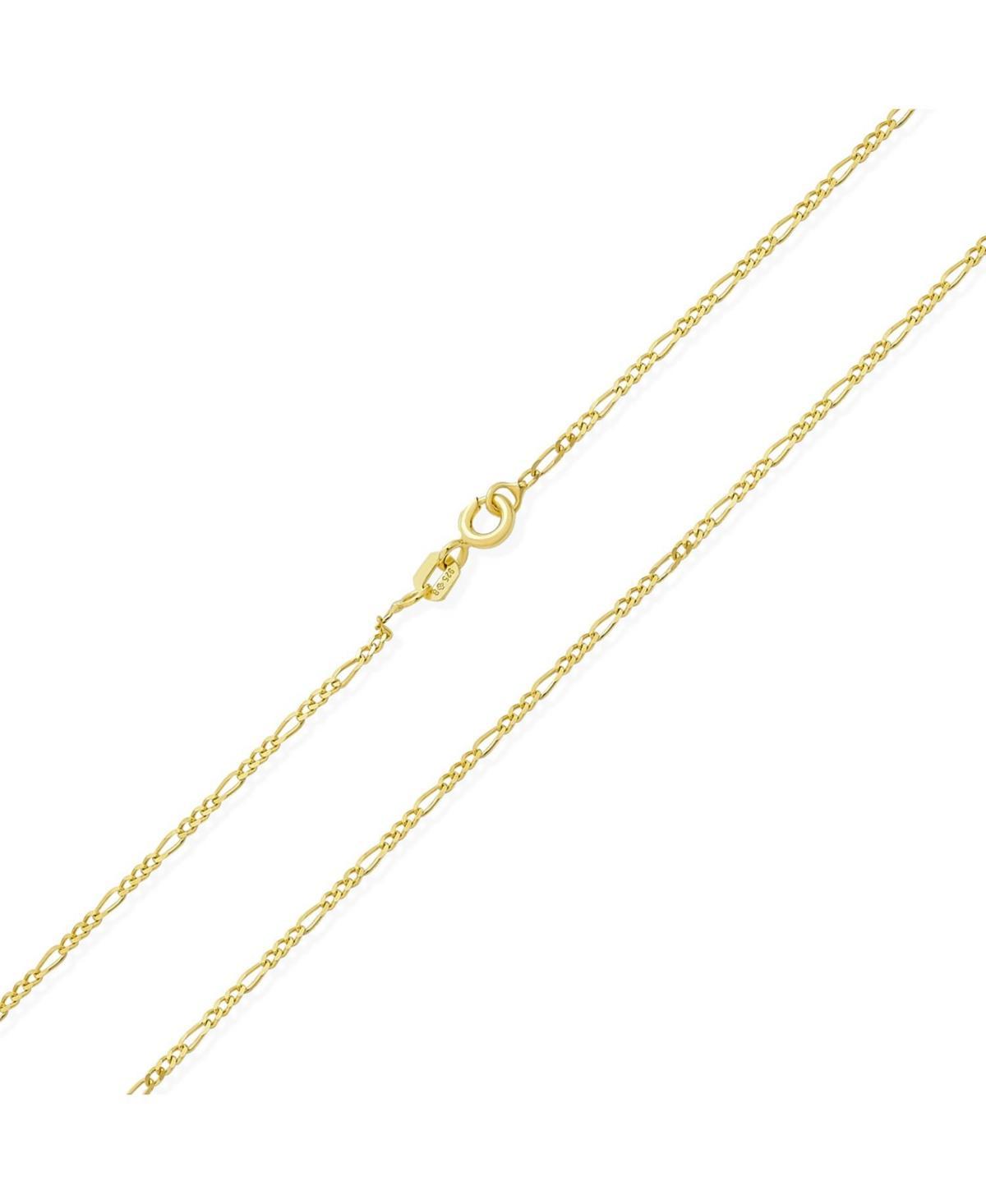 Bling Jewelry Thin Lightweight 1.2MM Strong Solid 14K Yellow Gold OverlaySterling Silver Figaro Link Chain Necklace For Women 16 Inch Product Image