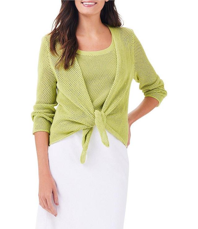 NIC + ZOE Lightweight 4-Way Mesh Knit Open Front Bracelet Sleeve Cardigan Product Image