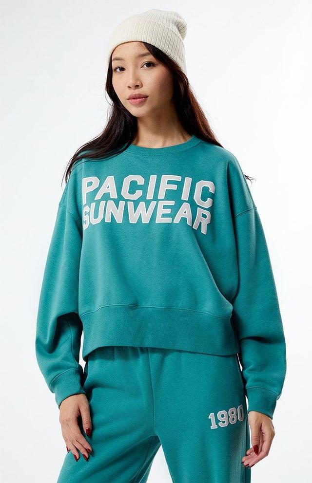 Womens Bold Pacific Sunwear Cropped Crew Neck Sweatshirt Product Image