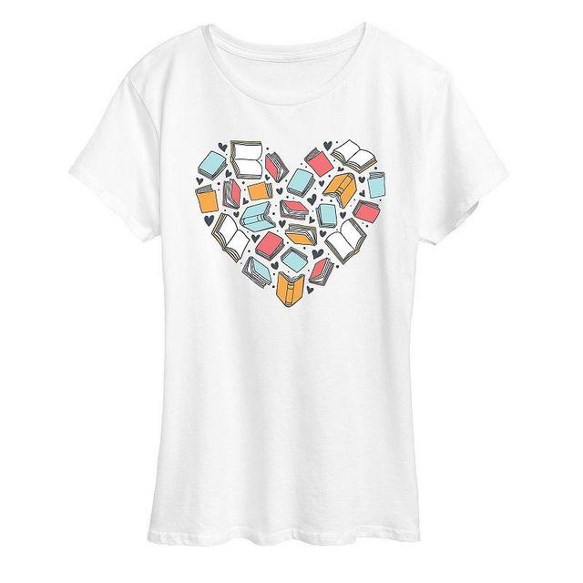 Womens Book Heart Graphic Tee, Girls Product Image