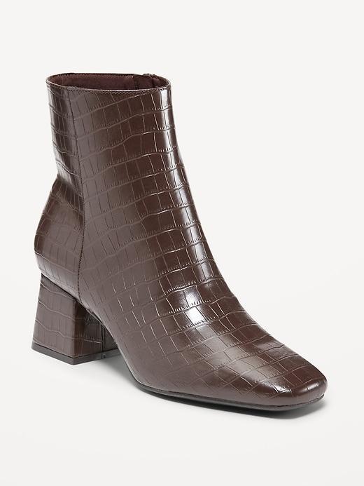 Faux Leather Square Toe Boots product image