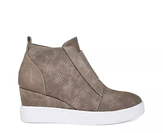 Journee Collection Clara Womens Wedge Sneakers Brown Product Image