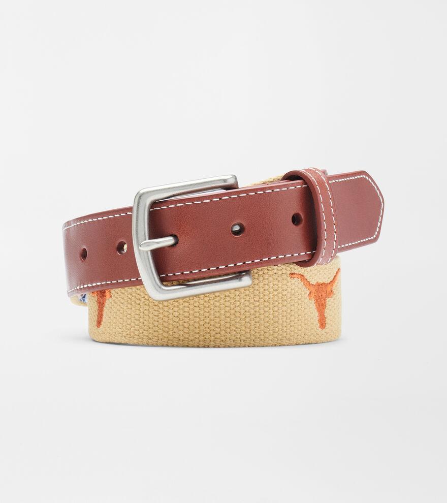 Peter Millar Mens Texas Longhorns Belt | Color: Khaki | Size: 40 Product Image