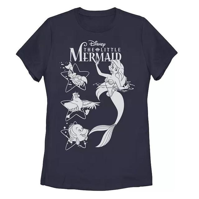 Disneys The Little Mermaid Juniors Ariel And Friends Graphic Tee, Womens Blue Product Image