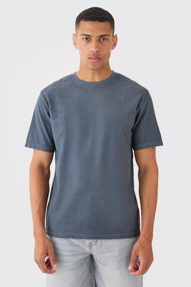 Textured Washed T-shirt | boohooMAN USA Product Image