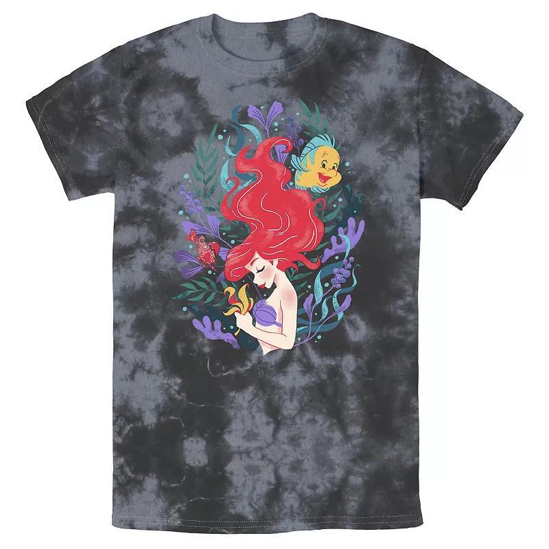 Disneys The Little Mermaid Ariel Flounder And Sebastian Mens Bomabrd Wash Tee Black Grey Product Image