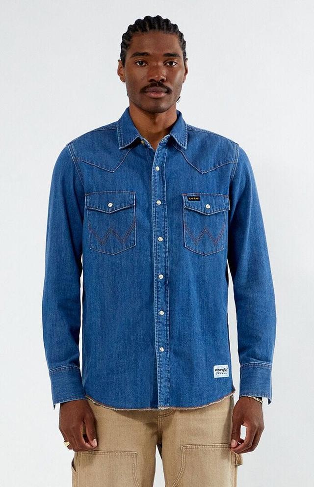 Wrangler Men's x PacSun Western Denim Long Sleeve Shirt Product Image