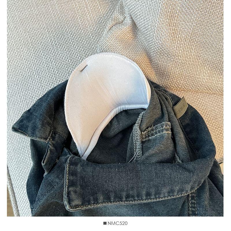 Washed Denim Trucker Jacket with Belt Product Image