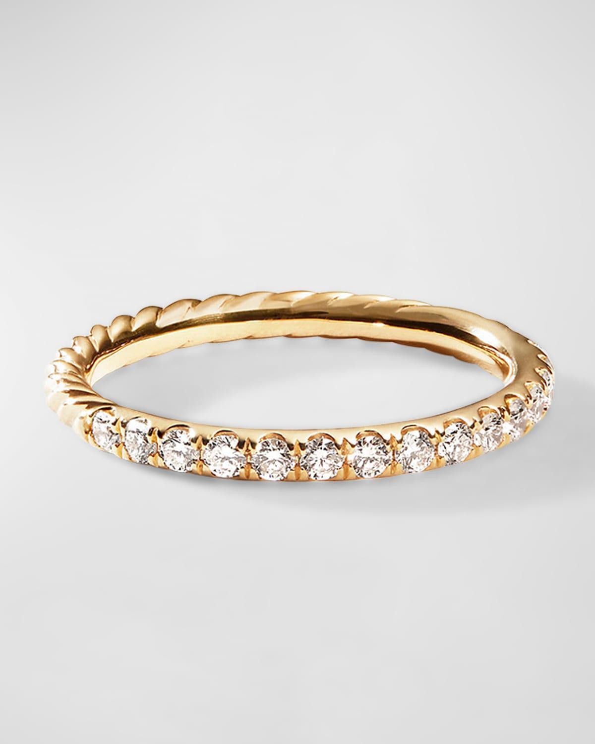 Womens Cable Collectibles Stack Ring in 18K Yellow Gold with Pav Diamonds Product Image