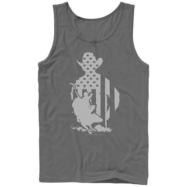 Mens PBR Cowboy USA Flag Print Silhouette Graphic Tank Top Grey Product Image