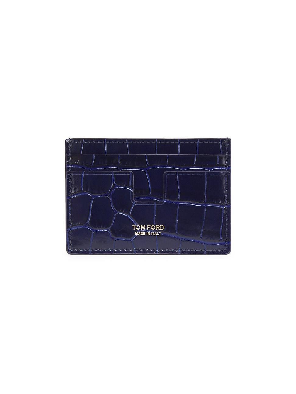 Mens Croc-Embossed Leather Money Clip Cardholder Product Image