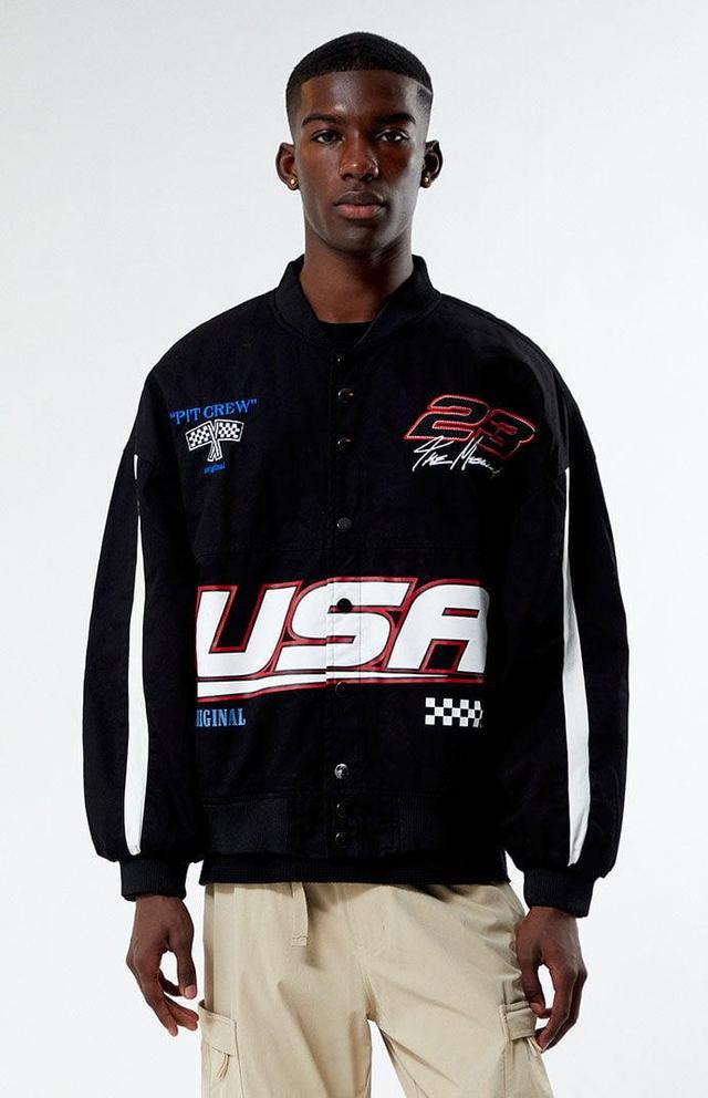 PacSun Mens Pit Crew Racing Jacket - Blackedium Product Image