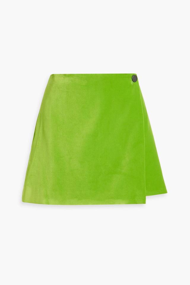 Velour Mini Wrap Skirt In Lime Green Product Image