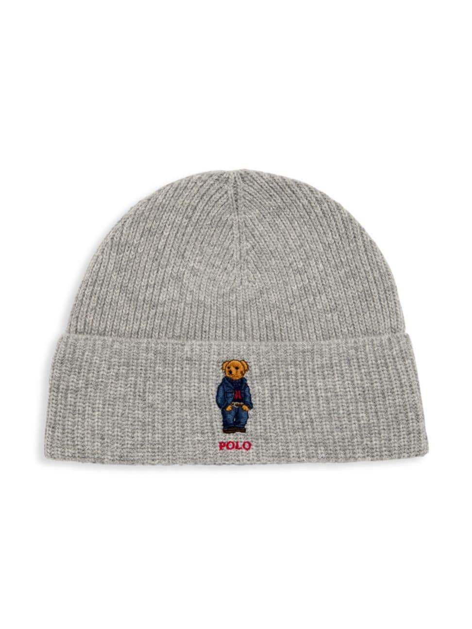 POLO RALPH LAUREN Solid Denim Bear Beanie In Andover Heather Product Image