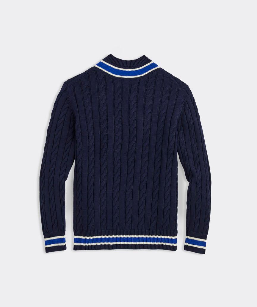 Varsity V-Neck Cotton Sweater Product Image