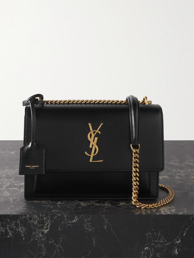 SAINT LAURENT Leather Sunset Shoulder Bag In Black Product Image