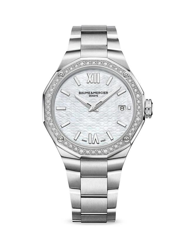 Womens Riviera Stainless Steel, Mother-Of-Pearl & Diamonds Watch Product Image