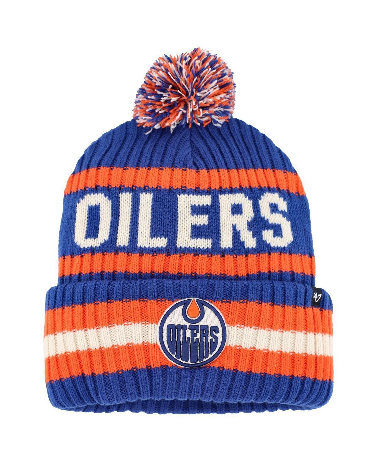 Mens 47 Brand Navy Edmonton Oilers Bering Cuffed Knit Hat with Pom - Navy Product Image