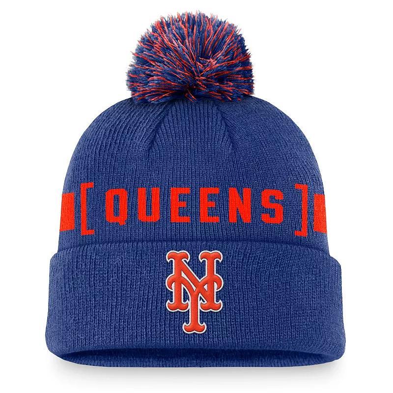 Mens Nike Royal New York Mets Hometown Peak Cuffed Knit Hat with Pom Product Image