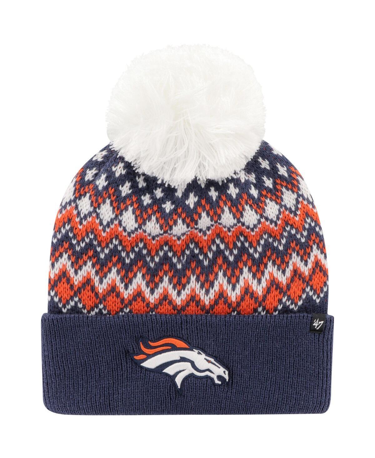 Womens 47 Brand Navy Denver Broncos Elsa Cuffed Knit Hat with Pom Product Image