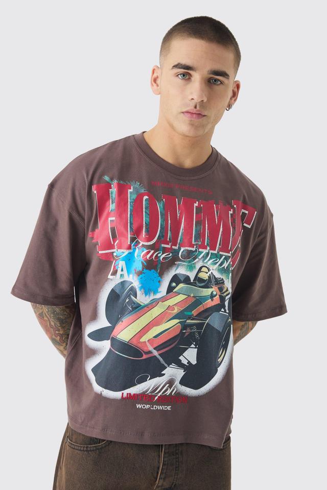 Oversized Boxy Homme Car Rhinestone T-Shirt | boohooMAN USA Product Image