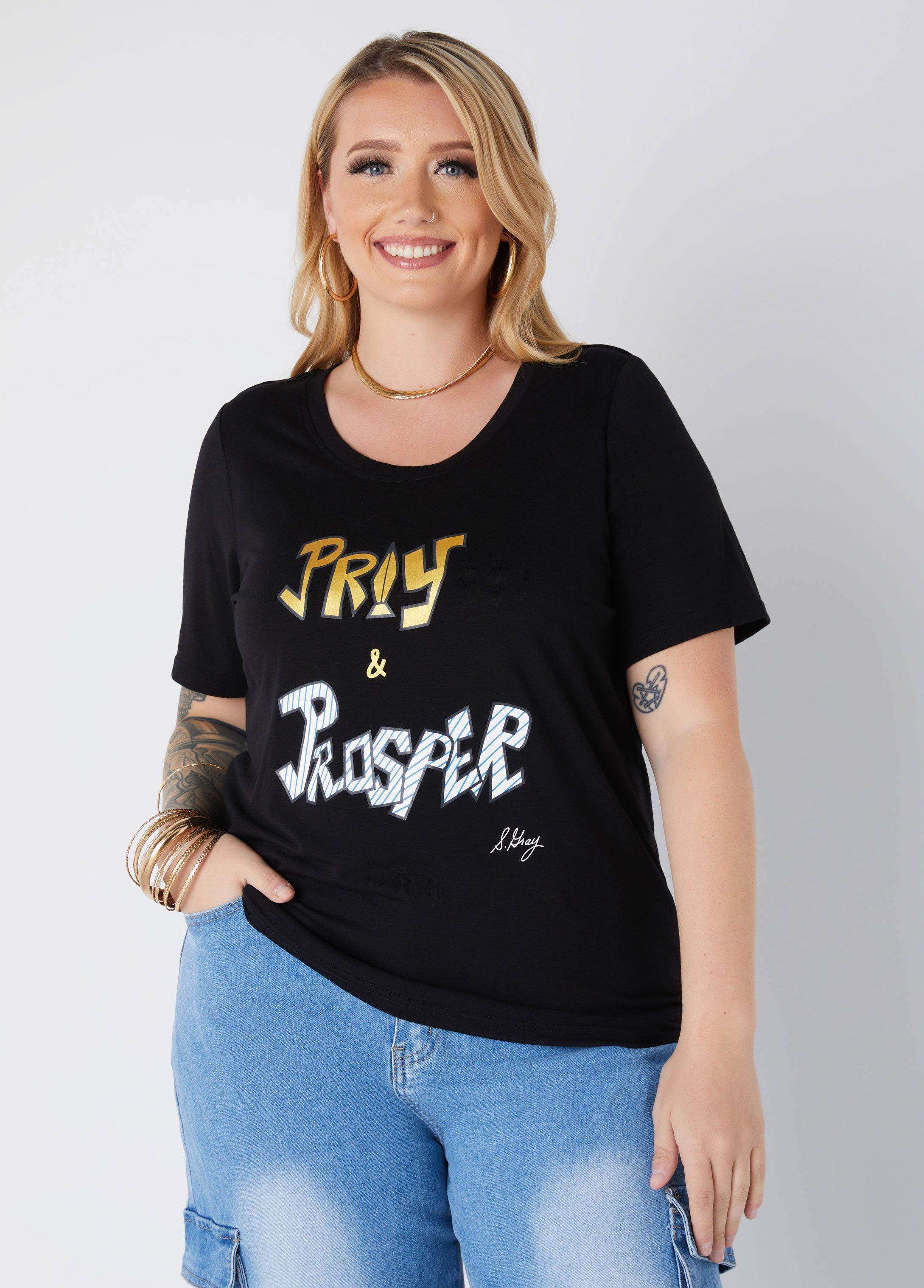 Plus Size Sheila Gray Pray & Prosper Tee Ashley Stewart product image