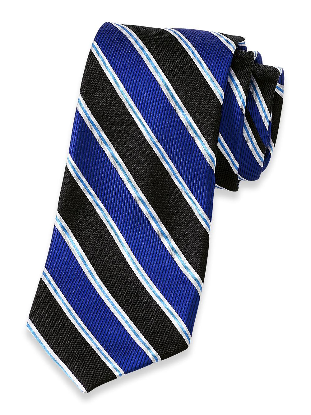 Stripe Woven Silk Tie - Blue/black Product Image