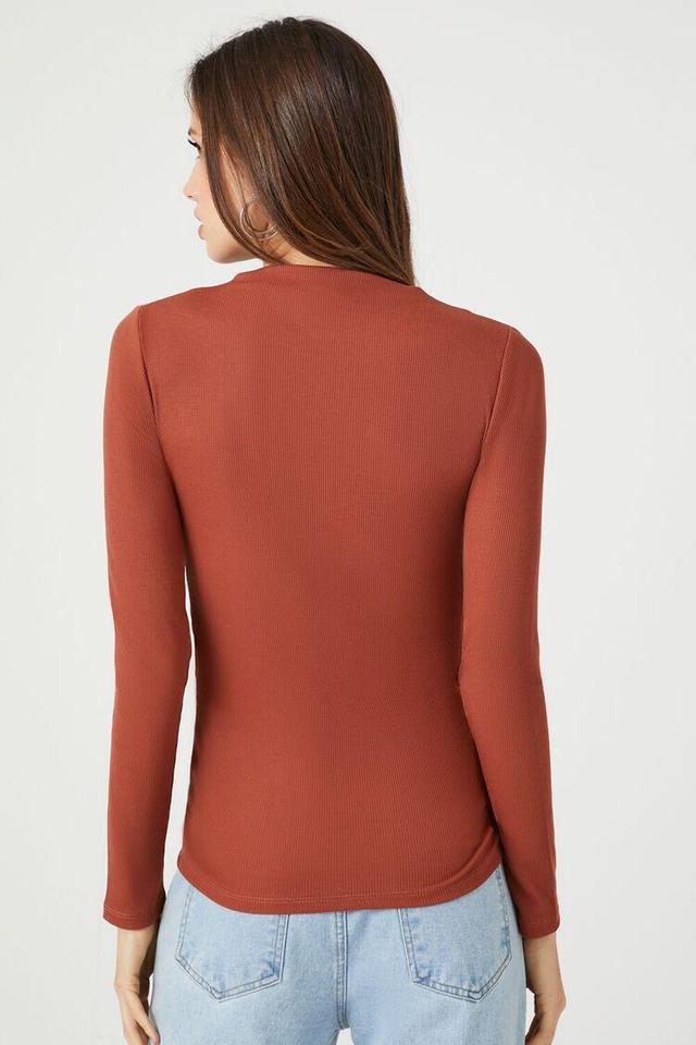 Ruched Mock Neck Long-Sleeve Top | Forever 21 Product Image