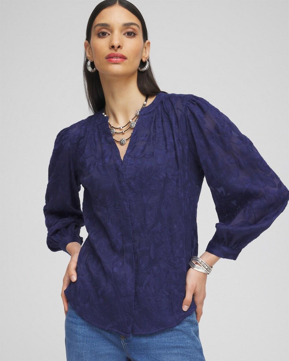 Women's Chiffon Embroidered Shirt Product Image