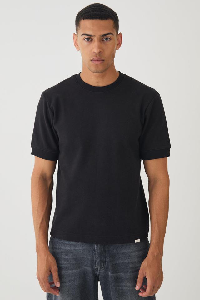 Man Boxy Heavy Interlock Ribbed Cuff T-shirt | boohooMAN USA Product Image