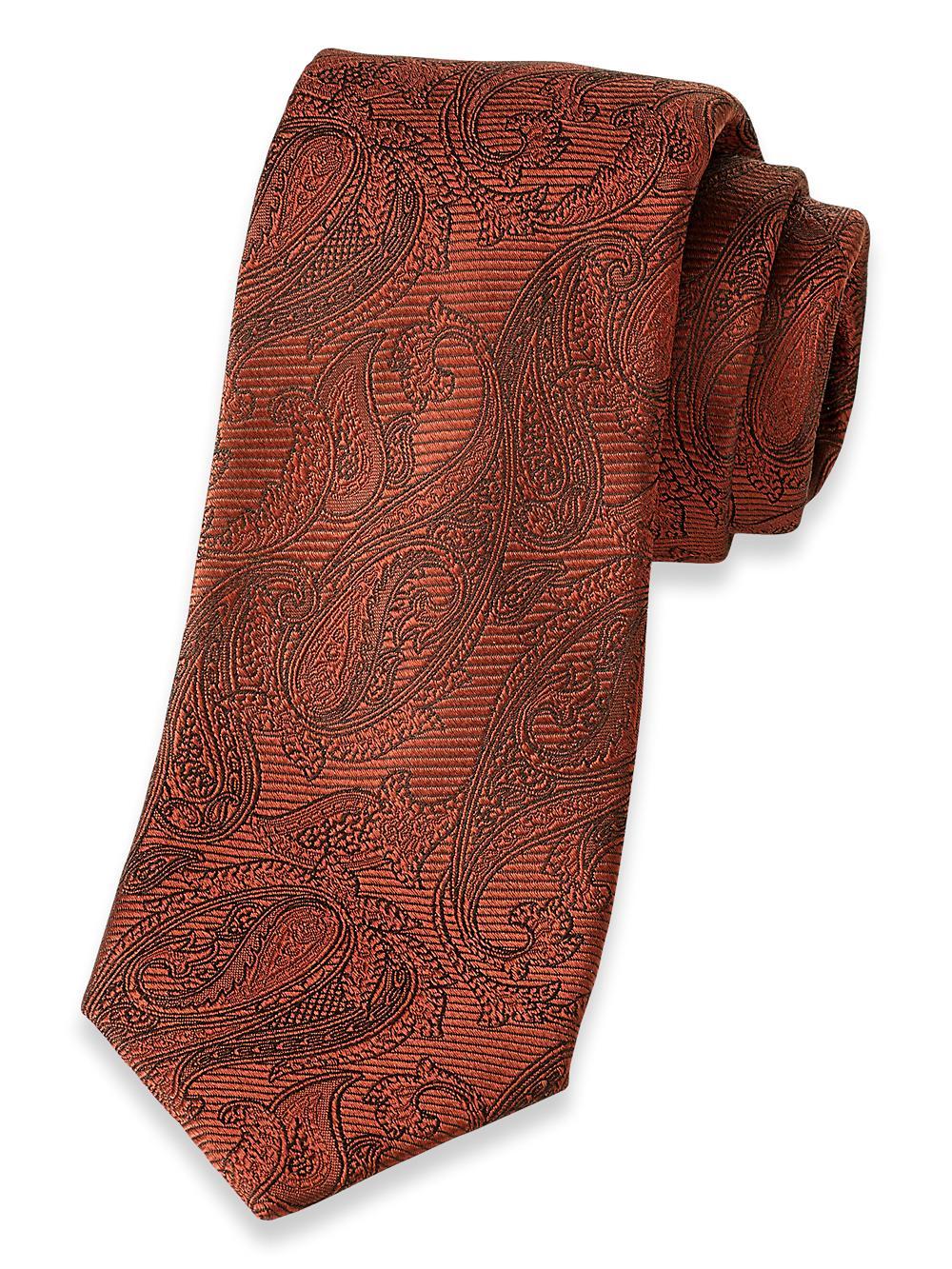 Paisley Woven Silk Tie - Rust Product Image