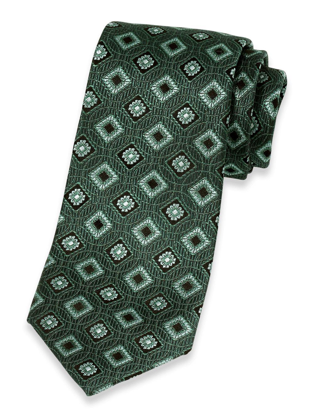 Medallion Woven Silk Tie - Green Product Image