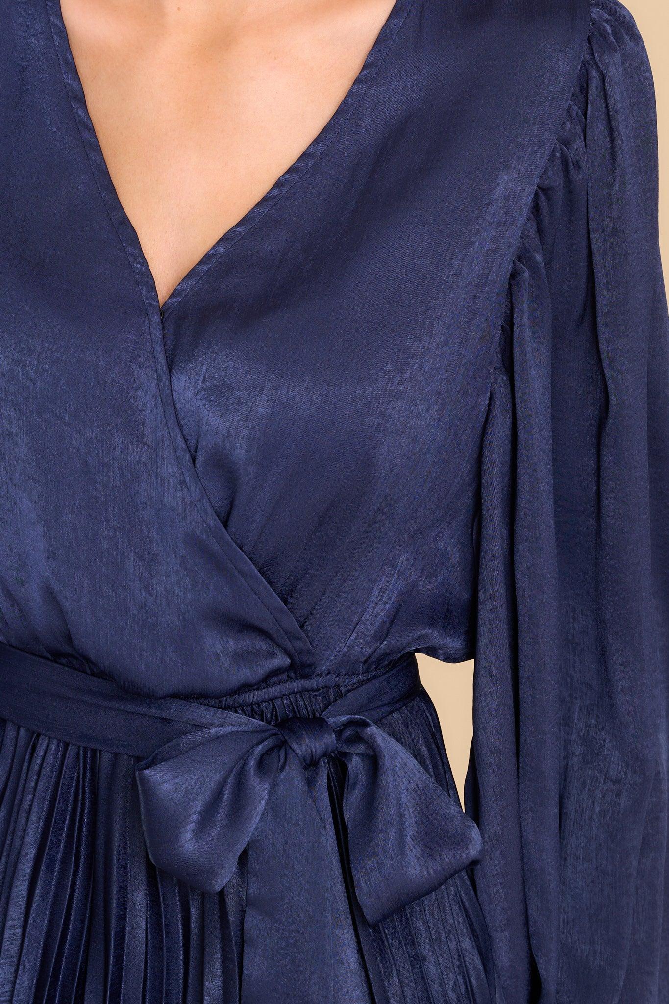 Aura Sugarplum Charm Navy Pleated Maxi Dress Product Image