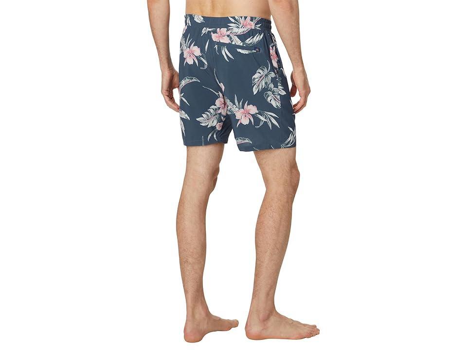 Faherty Shorelite Trunks 7 (Navy Block Palm) Men's Swimwear Product Image