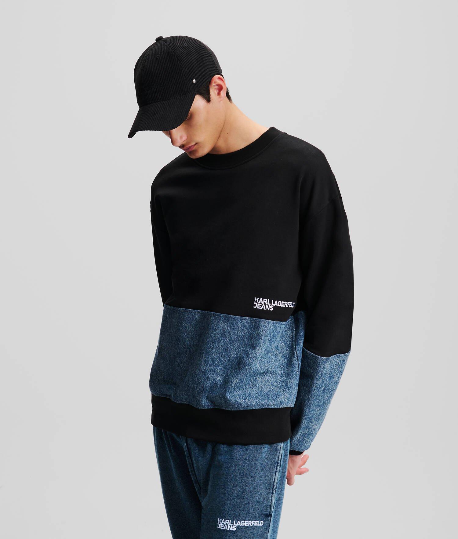 KLJ DENIM PANELED SWEATSHIRT Product Image