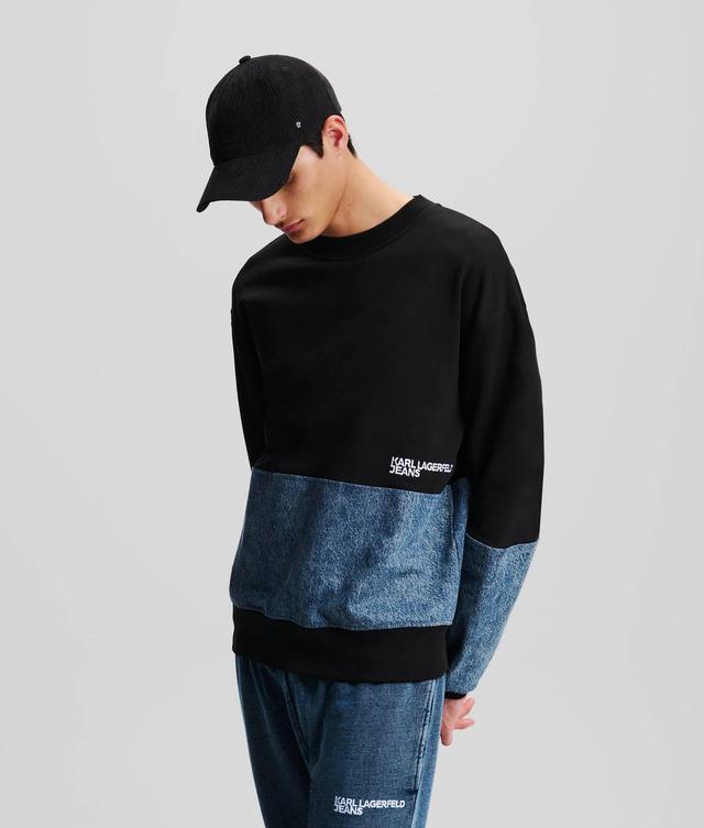 KLJ DENIM PANELED SWEATSHIRT Product Image