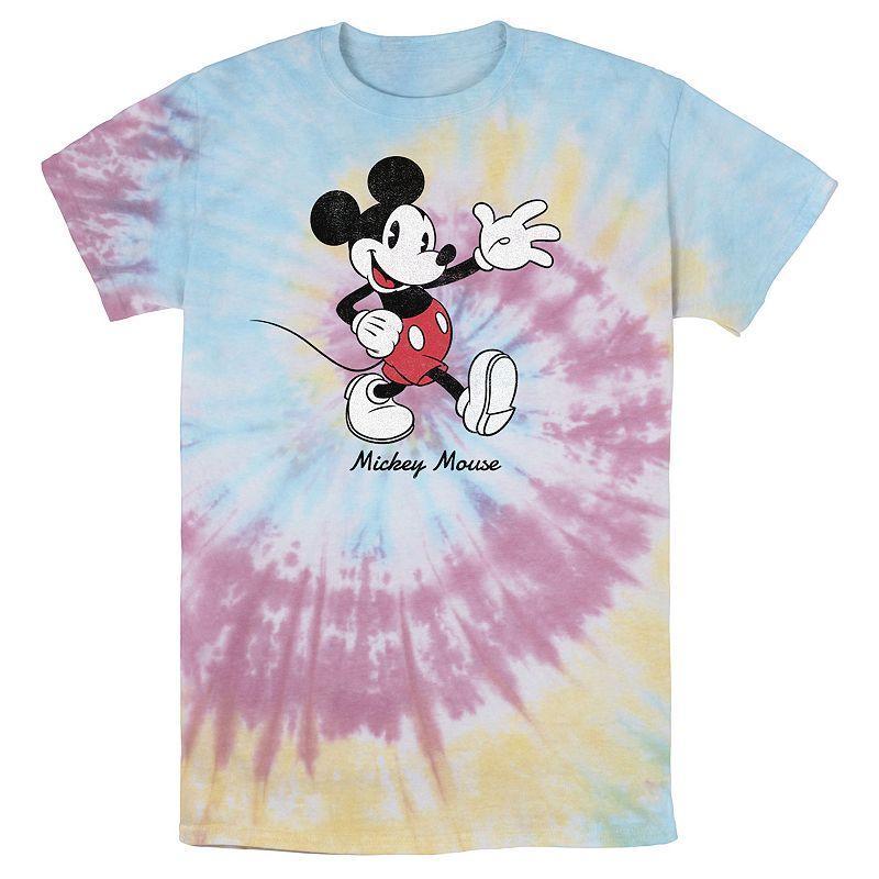 Mens Disney Mickey Mouse Cursive Text Circle Logo Wash Tee Product Image