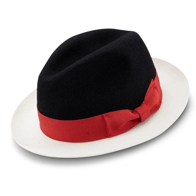 Black Wool Felt Hat 2 ¼" Wide White Brim Product Image