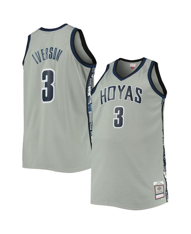 Mens Mitchell & Ness Allen Iverson Gray Georgetown Hoyas Big & Tall 1995-96 Replica Player Jersey Product Image