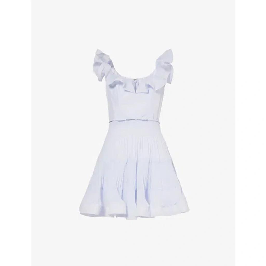 ZIMMERMANN Womens Light Blue Pleated Shoulder-straps Woven Mini Dress Product Image