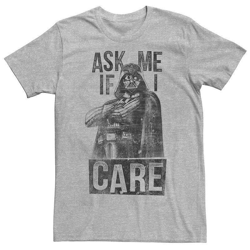 Mens Star Wars Darth Vader Ask Me If I Care Graphic Tee Athletic Grey Product Image