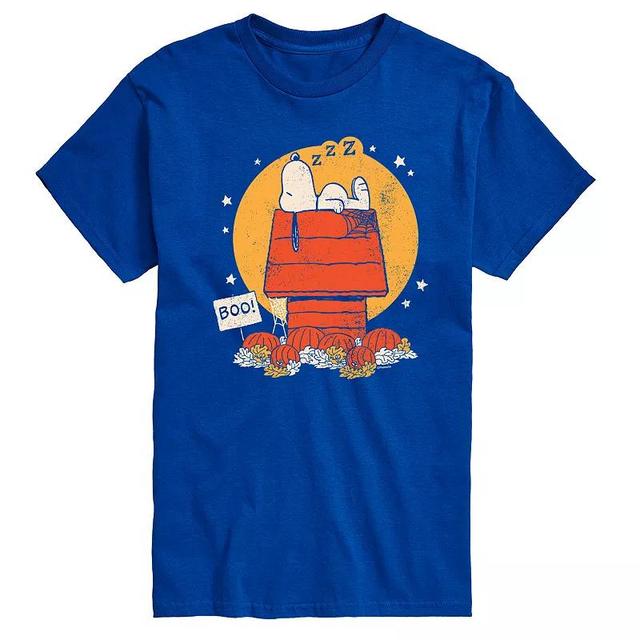 Mens Peanuts Snoopy Halloween Dog House Graphic Tee Blue Product Image