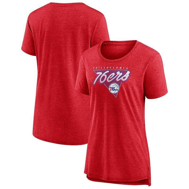 Womens Fanatics Heathered Red Philadelphia 76ers True Classics Tri-Blend T-shirt Product Image