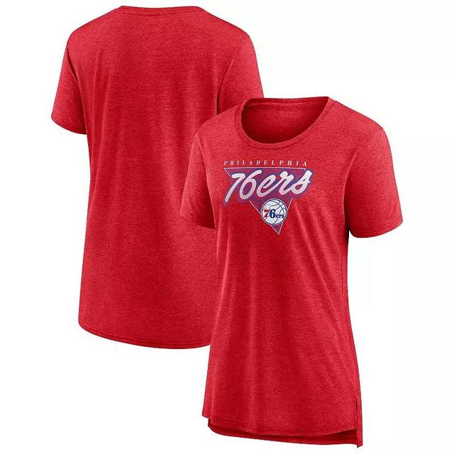 Womens Fanatics Branded Heathered Red Philadelphia 76ers True Classics Tri-Blend T-Shirt Product Image