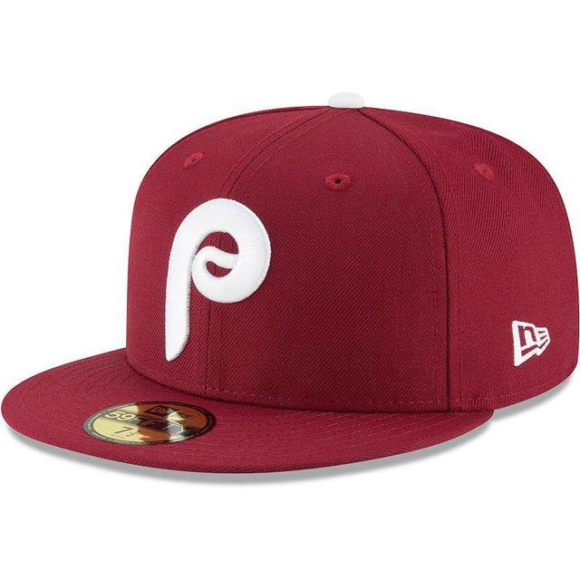 Mens New Era Maroon Philadelphia Phillies Cooperstown Collection Wool 59FIFTY Fitted Hat Product Image