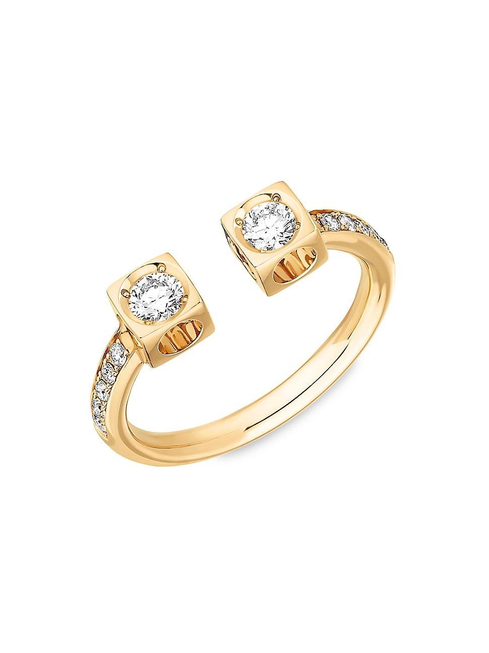 Womens Le Cube 18K Yellow Gold & Diamond Large Cuff Ring Product Image